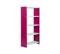 Simon Rack Librería Estanteria Salon, 1600x600x300 mm, 5 Alturas, Estilo Industrial, Metálica, Rosa/Blanco - Simon Home