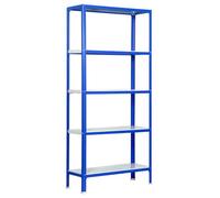 Simon Rack Librería Estanteria Salon, 1800x1000x300 mm, 5 Alturas, Estilo Industrial, Metálica, Azul/Blanco - Simon Home