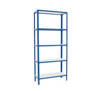 Simon Rack Librería Estanteria Salon, 1800x800x300 mm, 5 Alturas, Bandeja Madera, Estilo Industrial, Metálica, Azul/Blanco - Simon Home