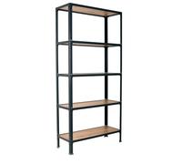 Simon Rack Librería Estanteria Salon, 1800x800x300 mm, 5 Alturas, Bandeja Madera, Estilo Industrial, Metálica, Antracita/Roble - Simon Home
