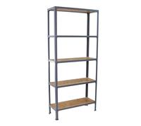 Simon Rack Librería Estanteria Salon, 1800x800x300 mm, 5 Alturas, Bandeja Madera, Estilo Industrial, Metálica, Gris/Osb - Simon Home