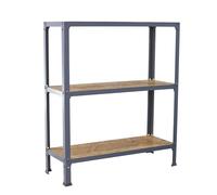 Simon Rack Librería Estanteria Salon, 900x800x300 mm, 3 Alturas, Bandeja Madera, Estilo Industrial, Metálica, Gris/Osb - Simon Home