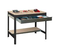 Simon Rack Banco de Trabajo Taller, Capacidad Carga 600 kg, 842x1210x760 mm, Mesa de Trabajo, 1 Cajón, Antracita/Madera - BT0