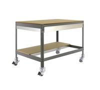 Simon Rack Mesa de Trabajo Taller, Capacidad Carga 120 kg, 917x1510x760 mm, Incluye Ruedas, 1 Cajón, Gris/Madera - BT0