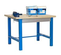 Simon Rack Banco de Trabajo Taller, Capacidad Carga 600 kg, 865x1200x750 mm, Mesa de Trabajo, 1 Cajón, Azul/Madera Mdf - BT6