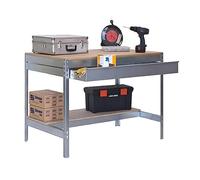 Simon Rack Mesa de Trabajo Taller con cajón 1210x760 mm - BT0 | Capacidad Carga 600 kg, Tablero madera 16 mm, Pintura anticorrosión, Galva , Montaje sistema clic
