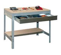 Simon Rack Mesa de Trabajo Taller con cajón 1510x760 mm - BT0 | Capacidad Carga 600 kg, Tablero madera 16 mm, Pintura anticorrosión, Gris , Montaje sistema clic