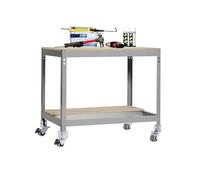 Simon Rack Mesa de Trabajo Taller con Ruedas 1210x760 mm - BT0 | Capacidad Carga 120 kg, Tablero madera 16 mm, Pintura anticorrosión, Gris , Montaje sistema clic
