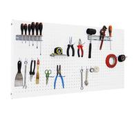 Simon Rack Panel Herramientas Pared, Organizador Herramientas, Incluye 14 Ganchos y 3 Soportes, 1500x400 mm, Blanco - Simonwork