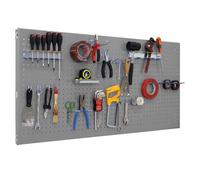 Simon Rack Organizador Herramientas Pared, Incluye 22 Ganchos y 3 Soportes, 1200x600 mm, Gris - Simonwork