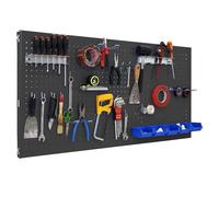 Simon Rack Panel Herramientas Pared, Organizador Herramientas, Incluye 22 Ganchos y 8 Soportes, 1200x600 mm, Antracita - Simonwork
