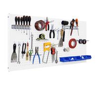Simon Rack Panel Herramientas Pared, Organizador Herramientas, Incluye 22 Ganchos y 8 Soportes, 1500x600 mm, Blanco - Simonwork