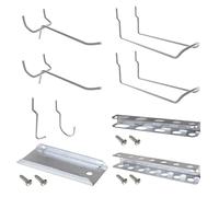 Simon Rack Surtido de Ganchos de Tablero, Accesorios Panel Perforado, 3 Piezas, 6 Ganchos, Acero Galvanizado