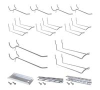 Simon Rack Surtido de Ganchos de Tablero Perforado, Porta Herramientas, 17 unidades, Galvanizados