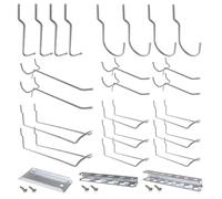Simon Rack Surtido de Ganchos de Tablero Perforado, Porta Herramientas, 25 unidades, Galvanizados