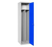 Simon Rack Taquillas Vestuario Metalicas, 1 Puerta, Incluye Llave, Profesional, Doble Compartimento, 1800x400x500 mm, Gris/Azul - Simonlocker