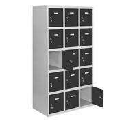 Simon Rack Taquilla Vestuario Metálica, 3 Módulos 15 Puertas, Incluye Llave, 1800x900x500 mm, MONTADA, Gris/Antracita - Simonlocker