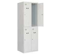 Simon Rack Taquilla Vestuario Metálica, 4 Puertas, Montada 1800x600x500 mm, Metal, Gris/Gris, 1800x600x500