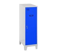 Simon Rack Taquilla Vestuario Pequeña 1015x300x500 mm - Simonlocker | Incluye Pies, Pintura anticorrosión, Ranura de ventilación y etiquetador, Gris/Azul