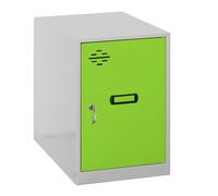 Simon Rack Taquilla Vestuario Pequeña 475x300x500 mm - Simonlocker | Incluye 2 Llaves, Pintura anticorrosión, Ranura de ventilación y etiquetador, Gris/Verde