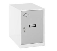 Simon Rack Taquilla Vestuario Pequeña 475x300x500 mm - Simonlocker | Incluye 2 Llaves, Pintura anticorrosión, Ranura de ventilación y etiquetador, Blanco/Gris