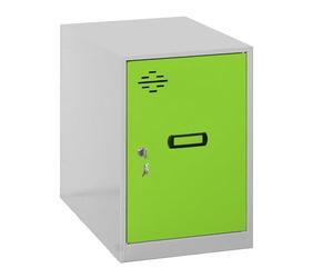 Simon Rack Taquilla Vestuario Pequeña 475x300x500 mm - Simonlocker | Incluye 2 Llaves, Pintura anticorrosión, Ranura de ventilación y etiquetador, Gris/Verde