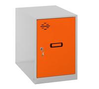 Simon Rack Taquilla Vestuario Pequeña 475x400x500 mm - Simonlocker | Incluye 2 Llaves, Pintura anticorrosión, Ranura de ventilación y etiquetador, Gris/Naranja