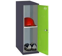 Simon Rack Taquilla Vestuario Pequeña 915x300x500 mm - Simonlocker | Incluye Bandeja, Pintura anticorrosión, Ranura de ventilación y etiquetador, Antracita/Verde