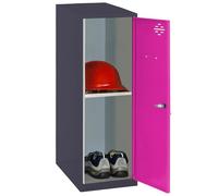 Simon Rack Taquilla Vestuario Pequeña 915x400x500 mm - Simonlocker | Incluye Bandeja, Pintura anticorrosión, Ranura de ventilación y etiquetador, Antracita/Rosa