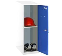 Simon Rack Taquilla Vestuario Pequeña 915x400x500 mm - Simonlocker | Incluye Bandeja, Pintura anticorrosión, Ranura de ventilación y etiquetador, Blanco/Azul