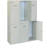 Simon Rack Taquillas Vestuario 2 Puertas 1800x900x500 mm - Simonlocker | 3 Módulos, Incluye 2 Llaves, Gris, Pintura anticorrosión
