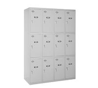 Simon Rack Taquillas Vestuario 3 Puertas 1800x1200x500 mm - Simonlocker | 4 Módulos, Incluye 2 Llaves, Gris, Pintura anticorrosión