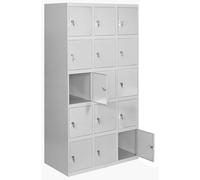 Simon Rack Taquillas Vestuario 5 Puertas 1800x900x500 mm - Simonlocker | 3 Módulos, Incluye 2 Llaves, Gris, Pintura anticorrosión