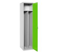 Simon Rack Taquillas Vestuario Metalicas, 1 Puerta, Incluye Llave, Profesional, Doble Compartimento, 1800x400x500 mm, Gris/Verde - Simonlocker