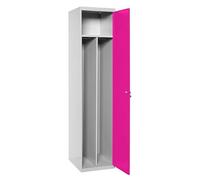 Simon Rack Taquillas Vestuario Metalicas, 1 Puerta, Incluye Llave, Profesional, Doble Compartimento, 1800x400x500 mm, Gris/Rosa - Simonlocker