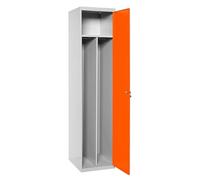 Simon Rack Taquillas Vestuario Metalica, 1 Puerta, Incluye Llave, Profesional, Doble Compartimento, 1800x500x500 mm, Gris/Naranja - Simonlocker
