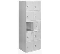 Simon Rack Taquillas Vestuario Metalicas, 2 Módulos 10 Puertas, Incluye Llave, 1800x600x500 mm, Gris - Simonlocker