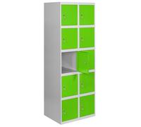 Simon Rack Taquillas Vestuario Metalicas, 2 Módulos 10 Puertas, Incluye Llave, 1800x600x500 mm, Gris/Verde - Simonlocker