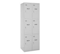 Simon Rack Taquillas Vestuario Metalicas, 2 Módulos 6 Puertas, Incluye Llave, 1800x600x500 mm, Gris - Simonlocker