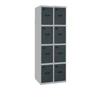 Simon Rack Taquillas Vestuario Metálicas, 2 Módulos 8 Puertas, Incluye Llave, 1800x600x500 mm, Gris/Antracita - Simonlocker