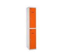 Simon Rack Taquillas Vestuario Metalicas, 2 Puerta, Incluye Llave, 1800x300x500 mm, Gris/Naranja - Simonlocker