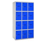 Simon Rack Taquillas Vestuario Metálicas, 3 Módulos 12 Puertas, Incluye Llave, 1800x900x500 mm, Gris/Azul - Simonlocker