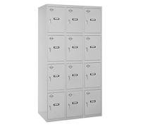 Simon Rack Taquillas Vestuario Metálicas, 3 Módulos 12 Puertas, Incluye Llave, 1800x900x500 mm, Gris - Simonlocker