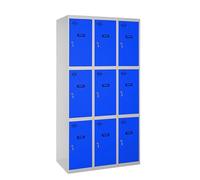 Simon Rack Taquillas Vestuario Metalicas, 3 Módulos 9 Puertas, Incluye Llave, 1800x900x500 mm, Gris/Azul - Simonlocker