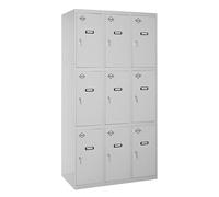 Simon Rack Taquillas Vestuario Metalicas, 3 Módulos 9 Puertas, Incluye Llave, 1800x900x500 mm, Gris - Simonlocker