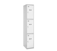 Simon Rack Taquillas Vestuario Metalicas, 3 Puerta, Incluye Llave, 1800x300x500 mm, Gris/Blanco - Simonlocker