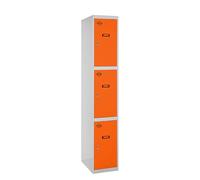 Simon Rack Taquillas Vestuario Metalicas, 3 Puerta, Incluye Llave, 1800x300x500 mm, Gris/Naranja - Simonlocker