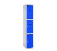 Simon Rack Taquillas Vestuario Metalicas, 3 Puerta, Incluye Llave, 1800x400x500 mm, Gris/Azul - Simonlocker