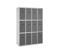 Simon Rack Taquillas Vestuario Metalicas, 4 Módulos 12 Puertas, Incluye Llave, 1800x1200x500 mm, Gris/Antracita - Simonlocker