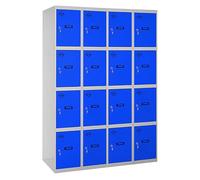 Simon Rack Taquillas Vestuario Metálicas, 4 Módulos 16 Puertas, Incluye Llave, 1800x1200x500 mm, Gris/Azul - Simonlocker